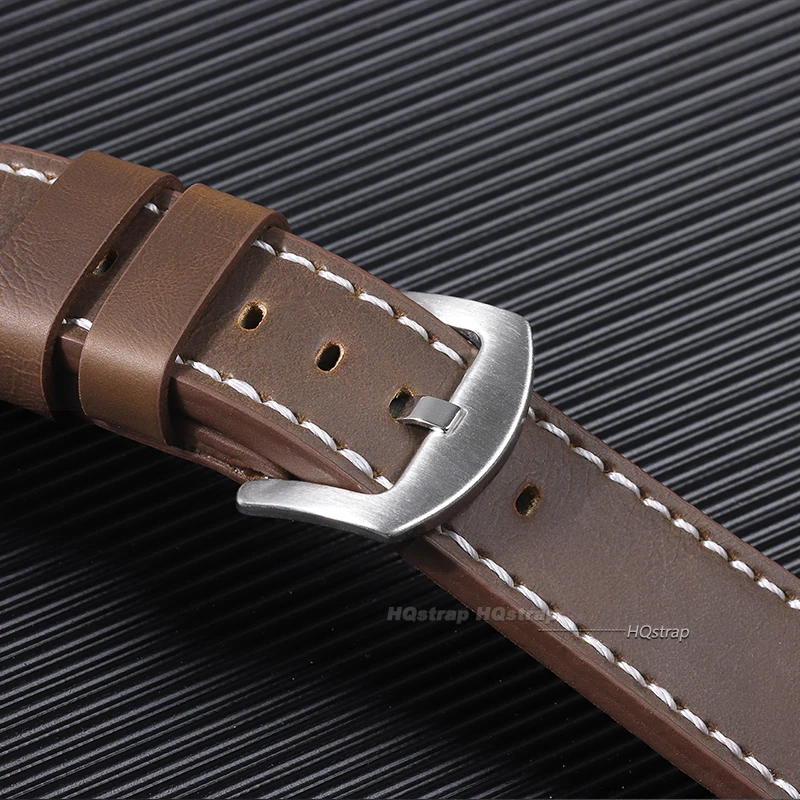 Vintage Matte Genuine Leather Watchband Strap in Black, Blue, or Brown