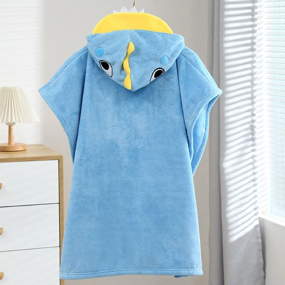 Warm Cartoon Baby Bath Towel Coral Velvet with Hat Cartoon Cloak Towel Soft Quick-Drying Hooded Bathrobe Sleeping Wrap