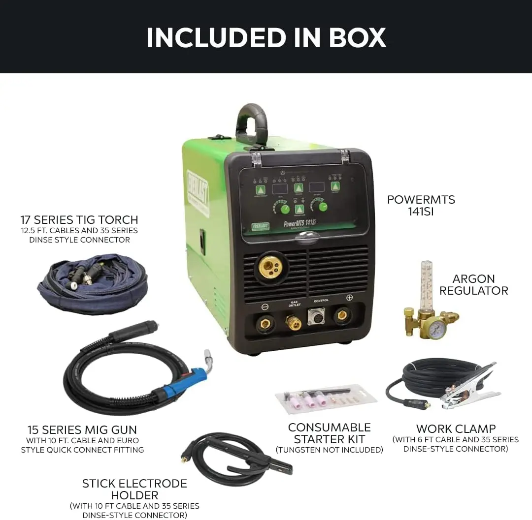 Welding Machine 141Si MIG/TIG/Stick 140 Amp IGBT Welder 110V Input Voltage Auto Pre and Post Flow control for MIG and TIG 2