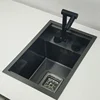 Hidden black Kitchen sink Single bowl Bar Small Size sink Stainless Steel Balcony sink Concealed black kitchen Bar 3
