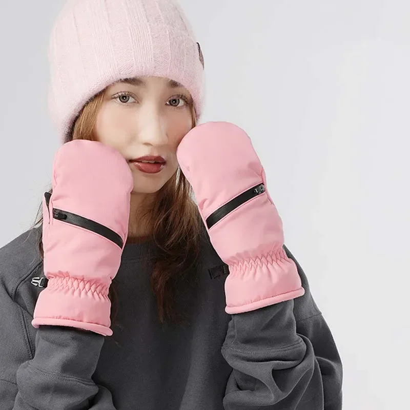 2025 New Winter Solid Warm Women Skiing Glove Windproof Waterproof Outdoor Sports Men Ski Glove Polyester Snow Plush Ski Gloves 2