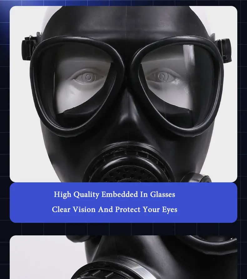 Black Full Face Mask Chemical Gas Respirator Natural Rubber Mask For Painting Pesticide Spraying Welding Work Safety Protection