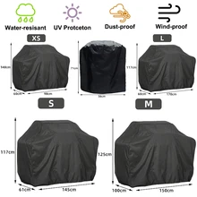 Black Waterproof BBQ Cover Outdoor BBQ Accessories Grill Cover Rain Barbacoa Anti Dust Rain Gas Charcoal Electric Barbeque Cover