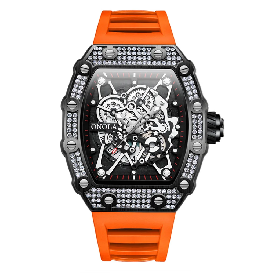 

2023 New Fashion Diamond Design Watch Men's ONOLA Casual Waterproof Tape Quartz Watch Relogio Masculino Clock