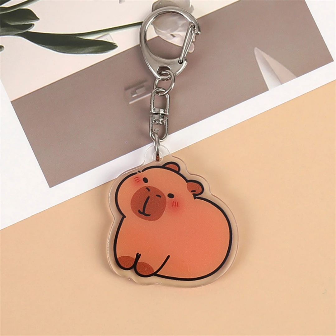 Cute Capybara Keychain Cartoon Water Dolphin Key Chain Acrylic Pendant DIY Small Charm