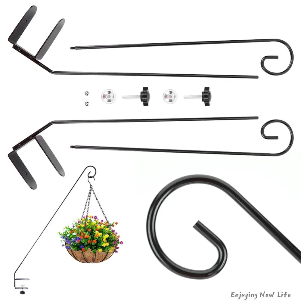 2 Pcs Deck Hook for Railing 360 Degree Rotary Deck Mounted Hook Adjustable Clamp for Outdoor Bird Feeders Planters Wind Chimes
