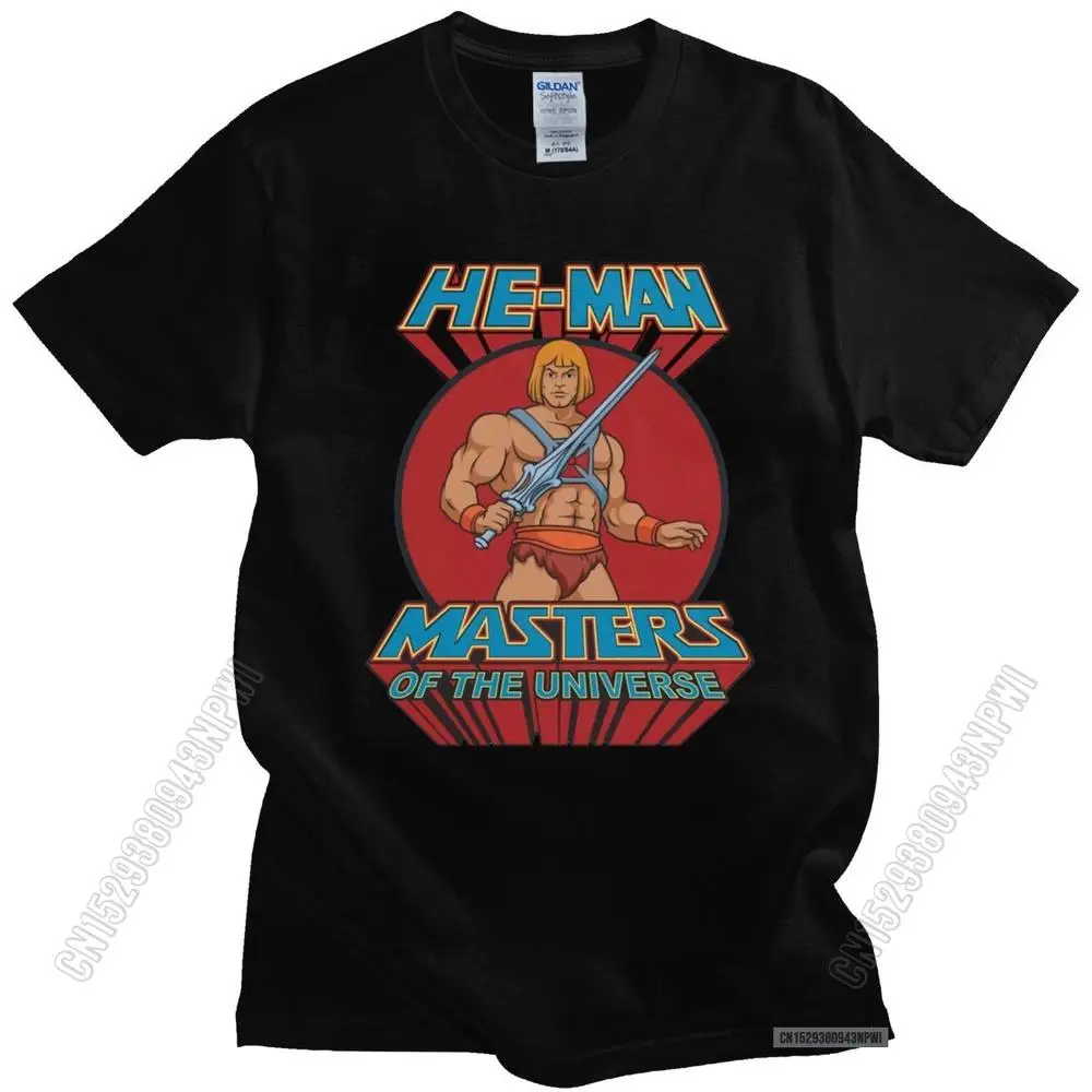 Camiseta Vintage de los maestros del universo para hombre, de los 80 Camisa de algodón con cuello redondo, de Anime Eternia, de verano
