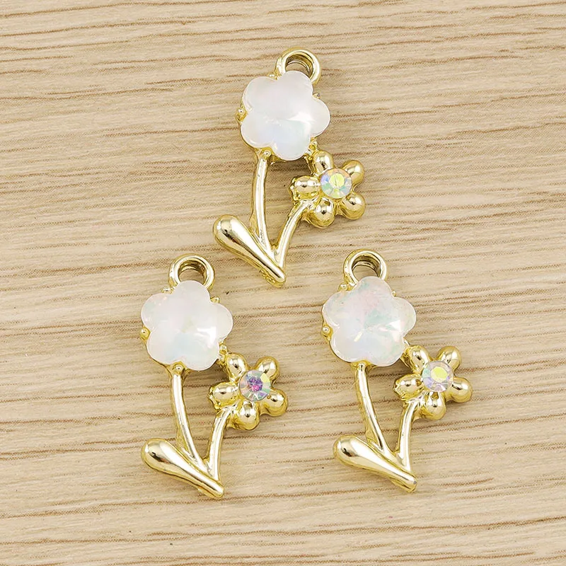 Tusember 10 Stück niedliche, exquisite Kristallblumen-Anhänger für die Schmuckherstellung, DIY-Ohrringe, Halsketten, Bastelarbeiten – Detail 8