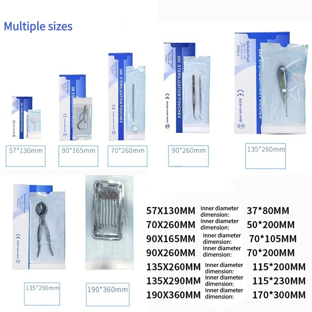 

200pcs/Pack Professional Self Sealing Sterilization Pouch Disposable Dental Storage Bag Tattoo Nail Bags Tattoo Tool Accessories