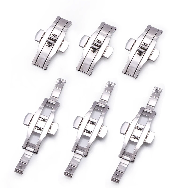 Watch Buckle Clasp For Longines Double Push Butterfly Watch Band Silver Buckle For Orient Button Accessories 4 5 6mm Stainless Steel watch buckle clasp,watch buckle