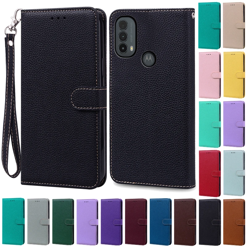 Motorola E Series Leather Wallet Flip Cover - Premium Book-Style Protection