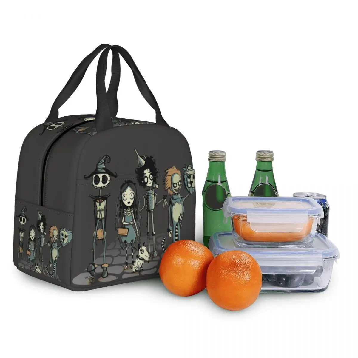 Tim Burton Horror Movie Thermal Insulated Lunch Bag Women Halloween Beetlejuice Resuable Lunch Tote Box for School Food Bags