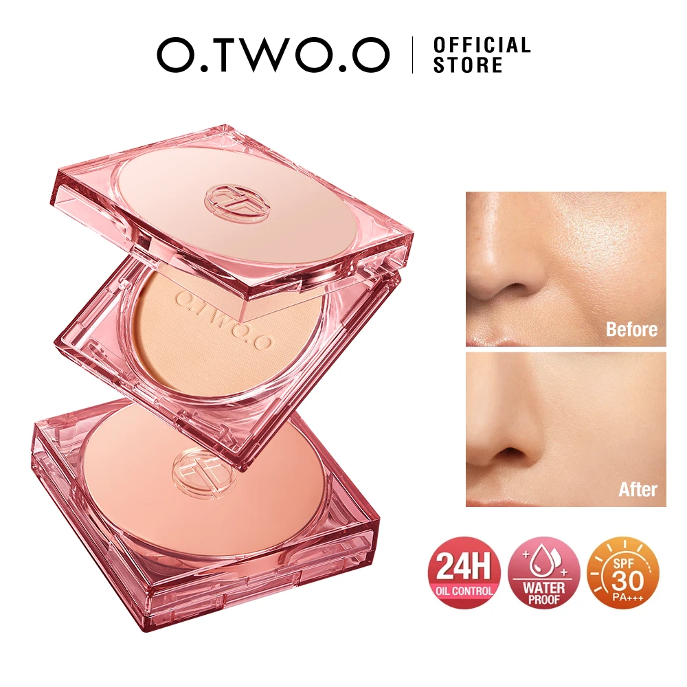 O.TW O.O 페이스 파우더 쿠션 컴팩트 파우더 SPF 30PA + 오일 컨트롤, 오래 지속되는 방수 컨실러 메이크업 프레스 세팅 파우더 