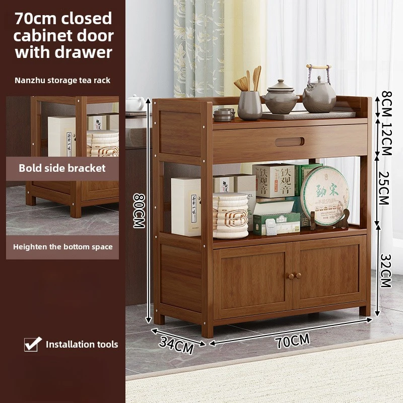 70cm Wide Multifunction Home Modern Bamboo Chinese Wood Storage Cabinet Furniture Kitchen and Living Room Cabinets with Drawer display cabinet