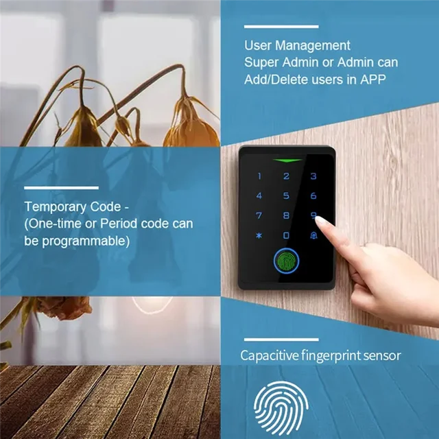 Daily Tuya APP Door Lock IP66 Waterproof Keyless Biometric WIFI Access Control Standalone Keypad Fingerprint RFID Easy Install 5