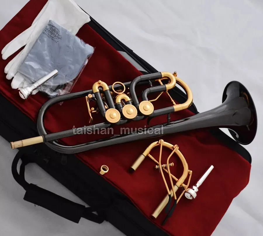 Rotary C Trumpet Black nickel Plated With Soprano Key 2 elbow pipe