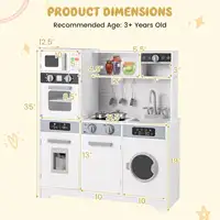 Kids Play Kitchen Toy Set w/ Water Dispenser Sink Faucet Microwave Oven Utensils 2