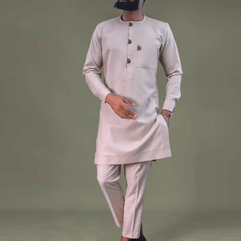Kabiru Printed Long Sleeve Kaftan Outfit