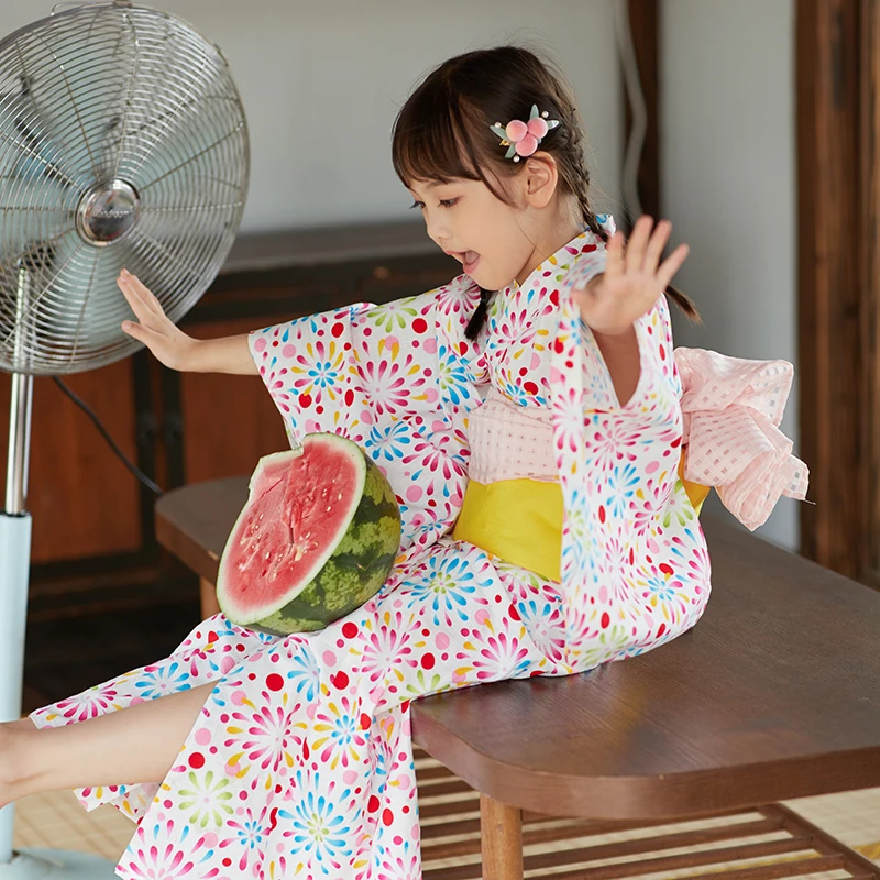 2019 nuovo rosa giapponese del bambino della ragazza del kimono abito  carino kid yukata con i bambini della cinghia di costumi di danza bambino  Tradizionale kimono Costumi - AliExpress