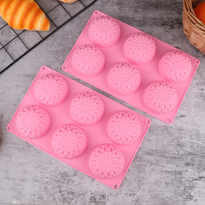 3D Chrysanthemums Silicone Mold DIY Flowers Soap Candle Molds Sunflower Cake Decoration Tools 6 Grids Resin Mold