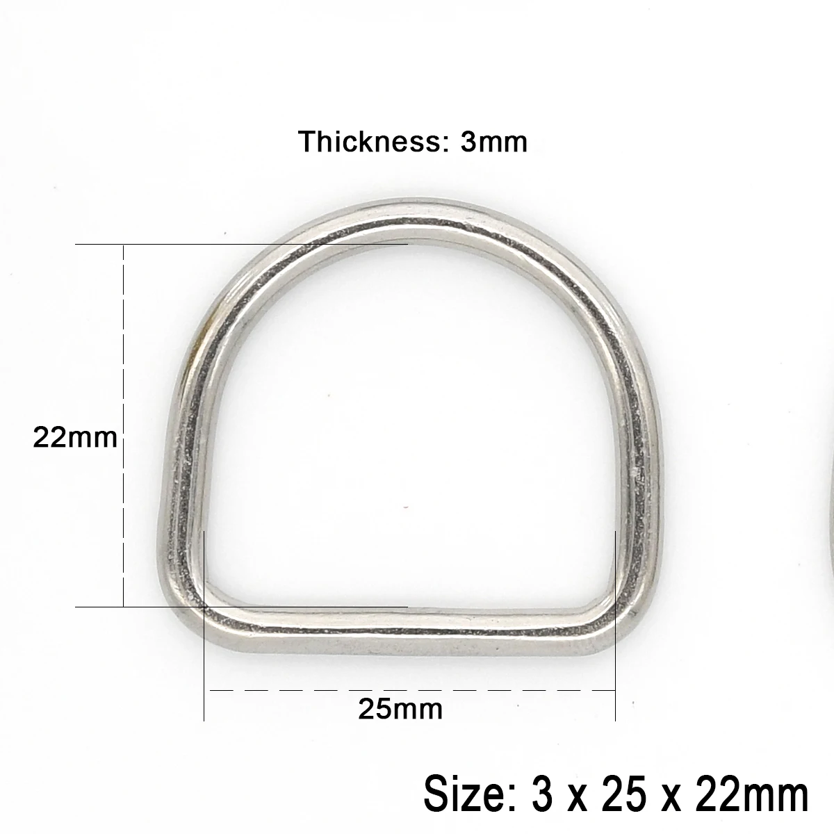 Stainless Steel Dee D Ring Buckle for Bags, Straps, and Leather Crafts