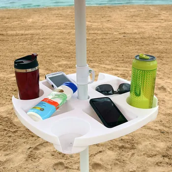 Vassoio per ombrellone CYBeach, con 4 portabicchieri e 4 griglie per Snack, adatto per spiaggia, terrazze, giardini e piscine 1