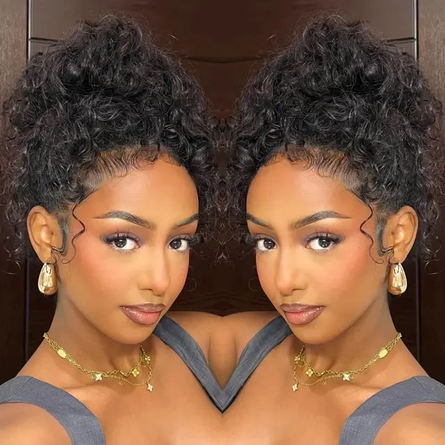 Perruque Cheveux Humains Bouclés Effet Vague d'Eau 18-36 pouces, Densité 250, avec Sangle Invisible et Cordon de Serrage, Perruque Frontale 360 Full HD en Dentelle Pré-Pluckée 1