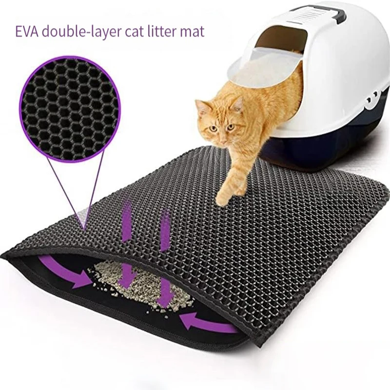 Waterproof Pet Cat Litter Mat Double Layer Pet Litter Pet Litter Non slip Mat Clean Pad Products