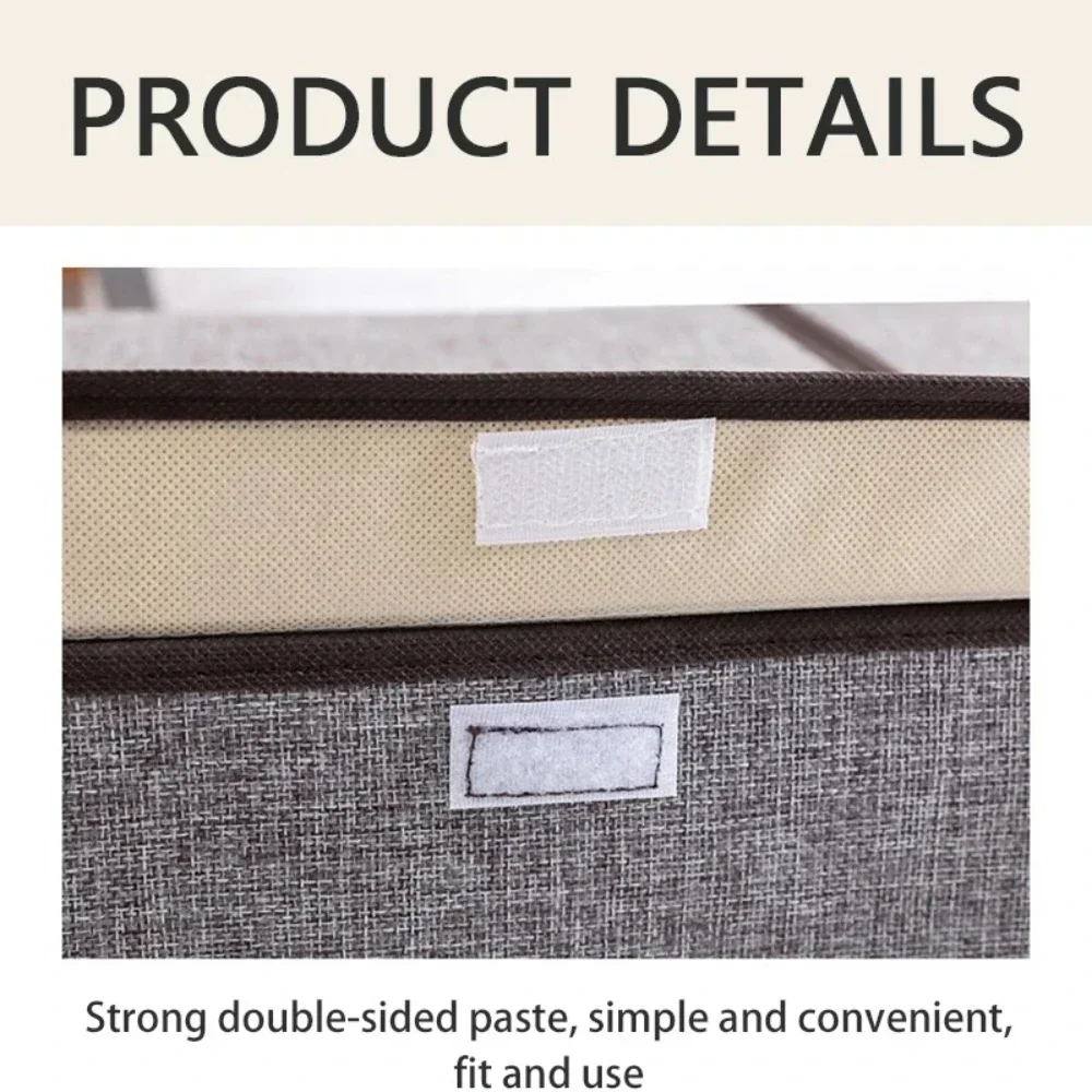 Cotton Fabric Foldable Storage Boxs Large Double Lid with Cover Organizer Underwear Miscellaneous Items Bedroom Arrangement Case 6