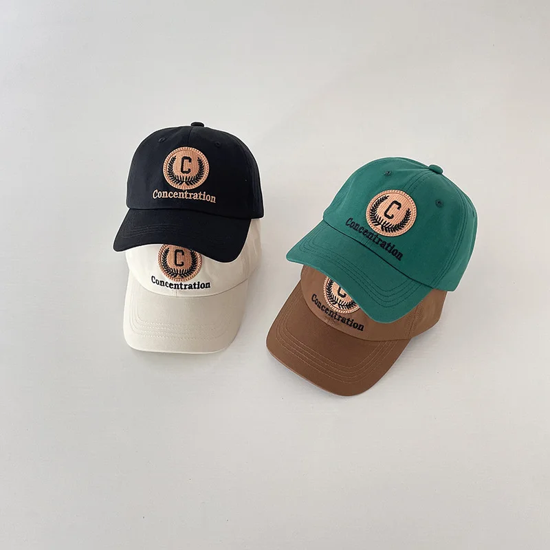 

2023 New Spring Hat Children's Retro Alphabet Embroidery Summer Cotton Sun Hat Boys Girls Everything Up Baseball Cap