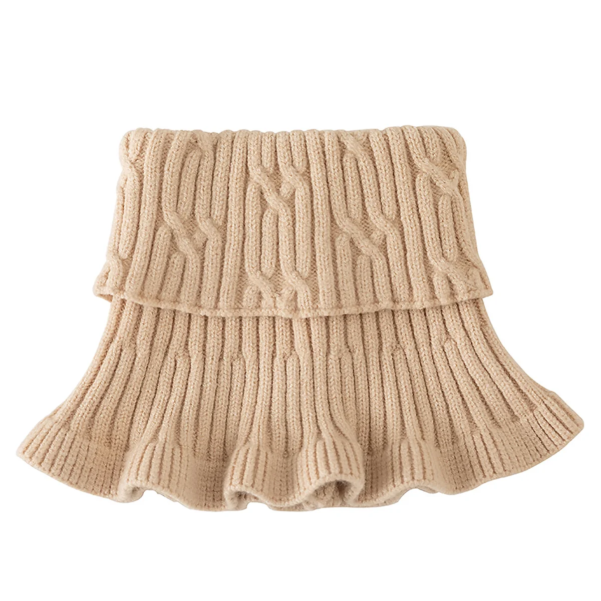 Winter wind dicht gestrickter gefälschter Kragens chal mit Holzohr Frauen Roll kragen pullover warm gestrickt falscher Kunst kragen abnehmbarer Schal – Detail 22