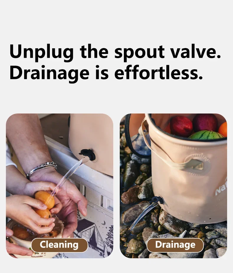 Naturehike Falten Wasser Eimer Camping Tragbare Große Kapazität Eimer Outdoor Picknick Reise Multifunktionale Lagerung Eimer – Detail 8