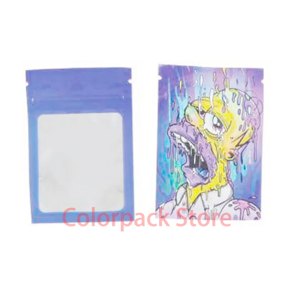 

100pcs Zip Lock Pouches 7x10CM Cartoon Aluminum Foil Mylar Bags 1g 2g Customized Printed Bags With Windows For Food Storage