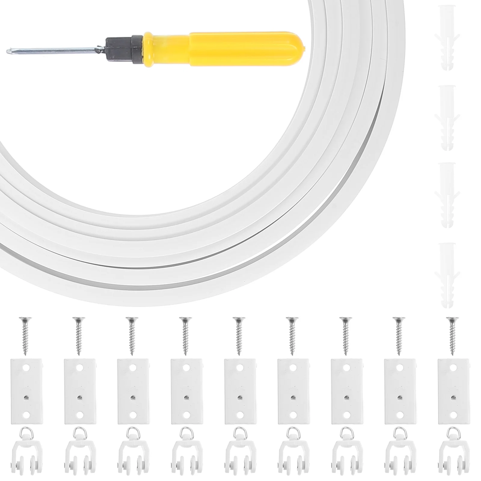 

1 Set of Ceiling Curtain Rail Curved Curtain Track Flexible Curtain Track With Curtain Hook Installation Parts