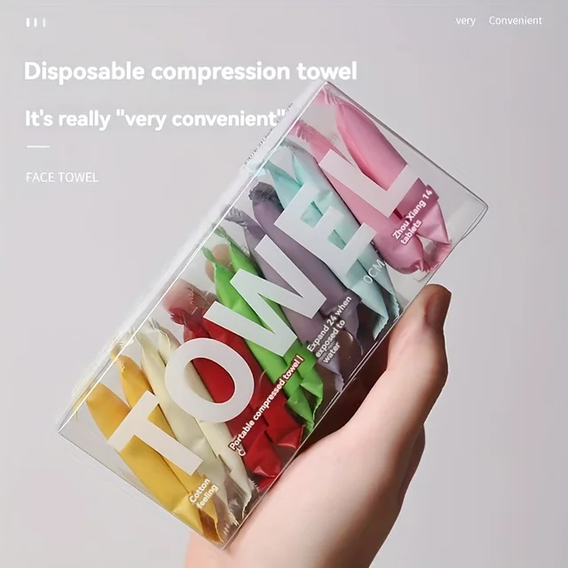14/7PCS disposable compressed towel cloth thickened cotton bath towel travel cleaning face independent packaging portable face t 5