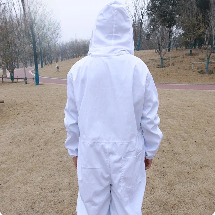 흰색 전신 양봉 의류 베일 후드 모자 의류 자켓 보호 양봉복 양봉가 꿀벌 정장 장비