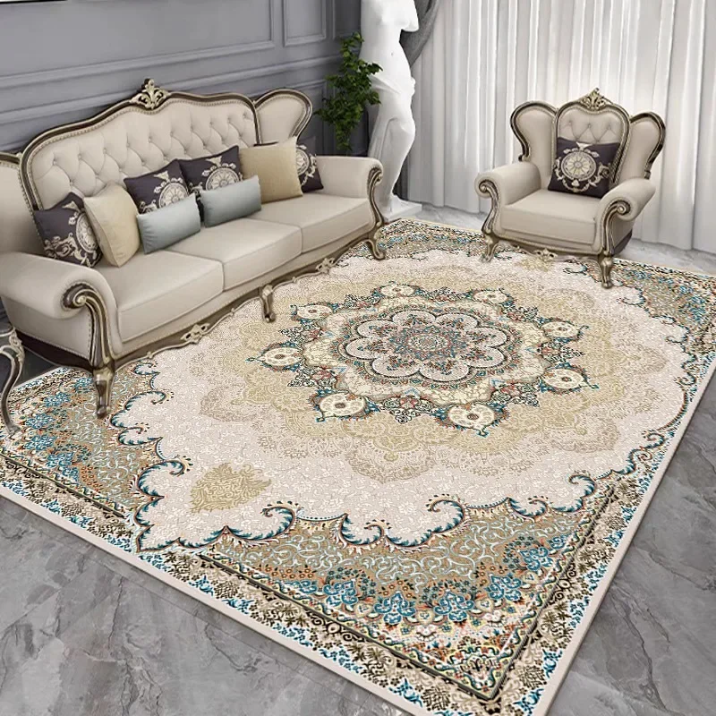 French Retro Persian Style Light Luxury Carpet Living Room Sofa Bedroom Study Kitchen Entrance Door Mat Non-slip Decor Rug