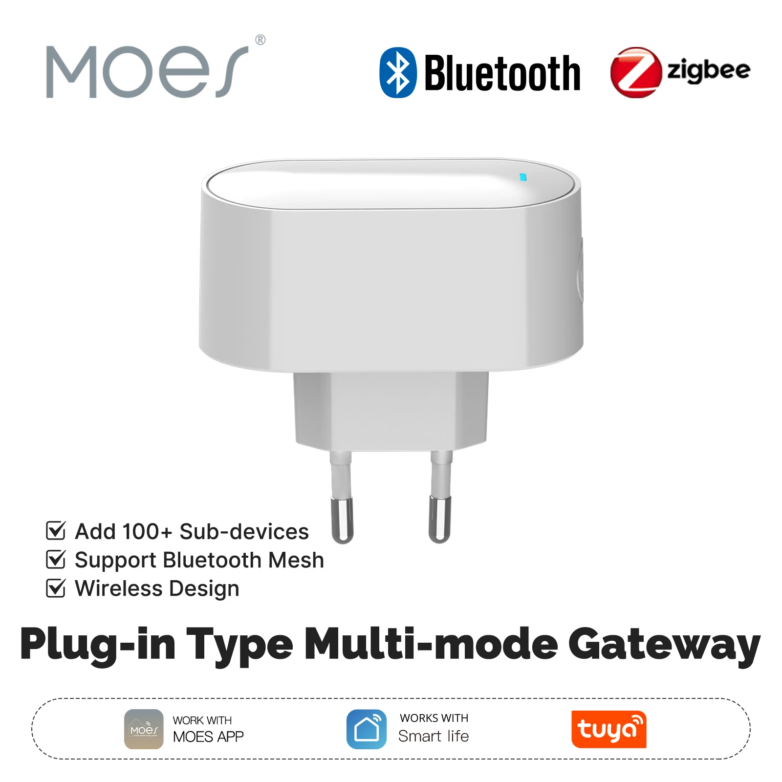 Tuya Smart Multi-mode ZigBee Bluetooth BLE Mesh Gateway EU Socket Hub Allow 100+