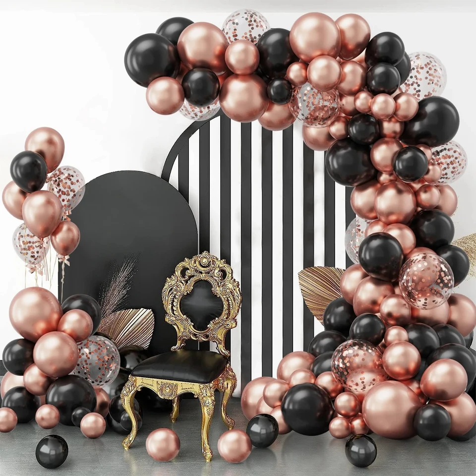 Palloncini Per 19° Compleanno: Set Nero/Oro Con Numero 19, Striscione E Palloncini A Stella