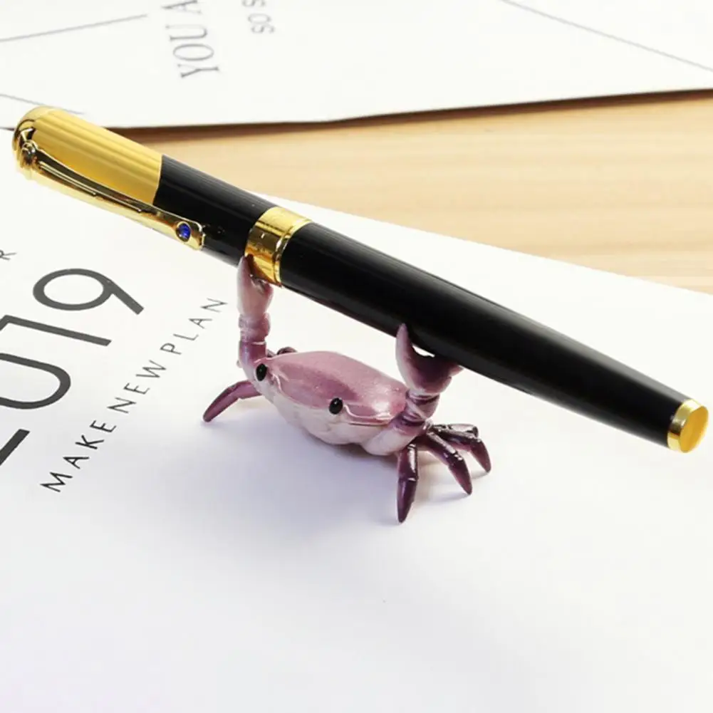 Creative Funny Animal Single Pen Holder Pen Stand Plastic Weightlifting Crab Holder Office pen holder desk organizer pen and brush holder desk storage rack pencil holder tool