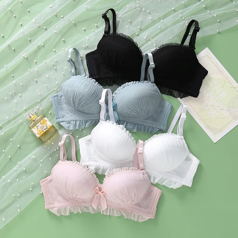 sujetadores sexys Women AB Cup Bra Wireless Gathered Soft V Brassiere Push Up Bralette For Women Lingerie Seamleass Bras Tops 4