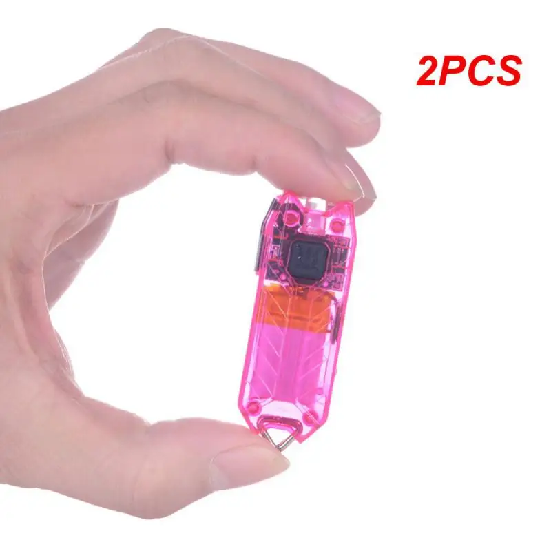 

2PCS Rechargeable Tube Portable Compact Keychain Flashlight USB Charging 2 Modes Lamp Keyring Light Mini Outdoor Led