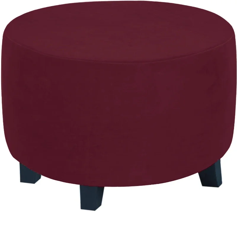 Luxurious Velvet Plush Round Ottoman Slipcover and Protector