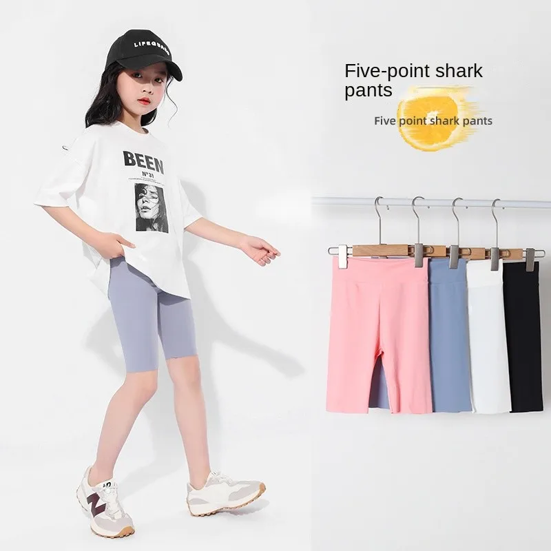 Kids Shorts High Waist Seamless Sports Knee Length for Teenage Girls Fitness Yoga kids shorts