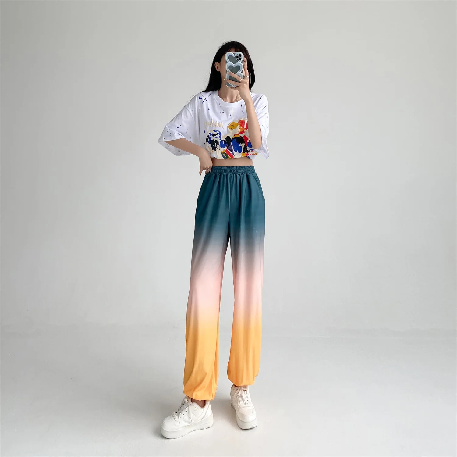 

2023 Summer New Korean Coolness Gradient Thin Small Leg Fashion Trends Female Pants Free Shipping