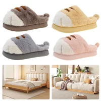 3D Cat Paw Plush Slippers Flat Thermal Slippers Comfortable Fluffy Home Slippers Anti Slip Cute Paw Slippers For Autumn Winter - Image 3