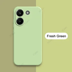 Minimalist Design Liquid Silicone Case with Camera Protection and Straight Edges for Redmi Turbo 5 (Fresh Green)