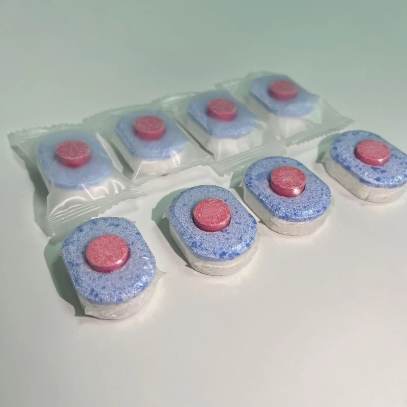 Dishwasher cleaner 50pcs dishwashing cleaning effervescent tablet block enhance red core detergent dishwasher tablets washing helper kitchen