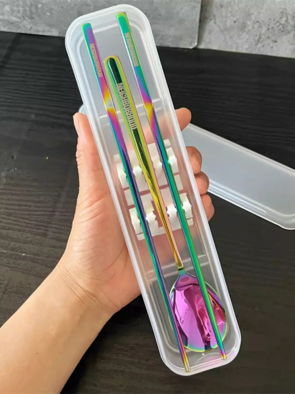 

nbhd stainless steel 304 chopsticks spoon food grade student version portable Chinese cutlery box chopsticks and spoon set