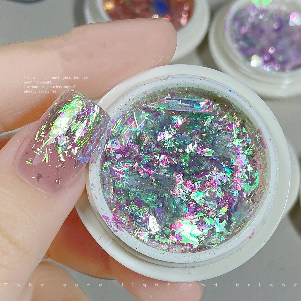 Chameleon Unicorn Nail Opal Flakes Shiny Mirror Aurora Mermaid Nail Flakes DIY Irregular Unicorn Holographic Glitter 1Jar
